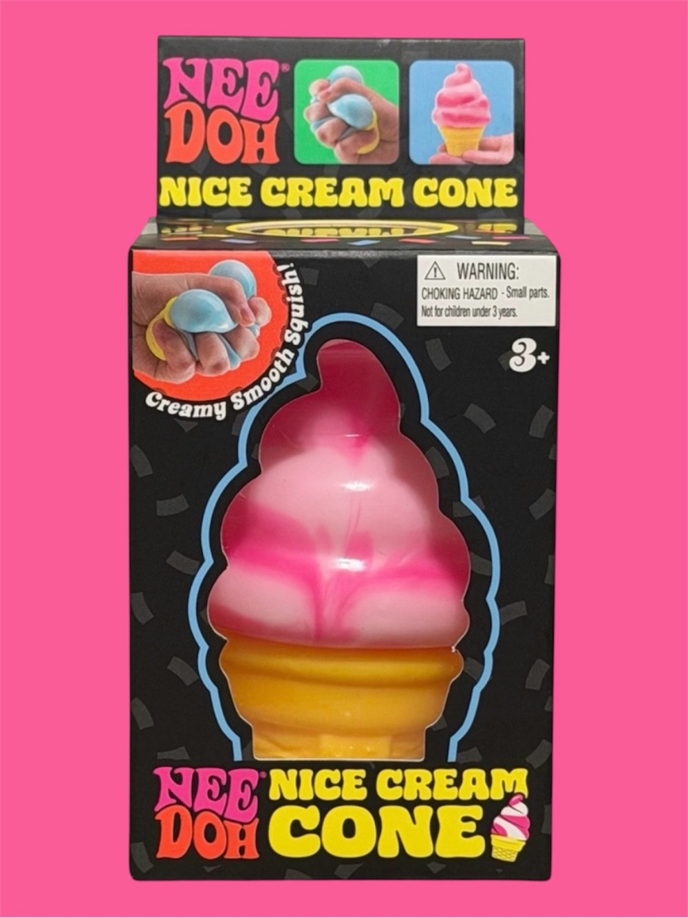 NEEDOH® RARE NICE CREAM CONE Sensory Squishy Fidget Toy, Color Pink, New in Box